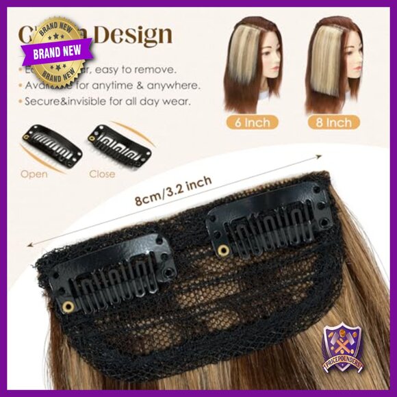 Human Hair Clip-In Extensions, 4 Pieces, Straight, Adds Volume